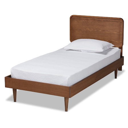 Baxton Studio Gisa Mid-Century Modern Transitional Walnut Brown Finished Wood Twin Size Platform Bed 187-11163-11158-Zoro